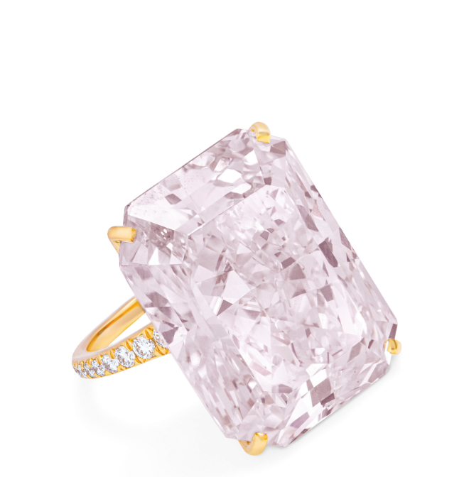  A 32.49-carat fancy light purplish pink, rectangular-cut, VS2 diamond. Langerman by Ydcdl. Image credit: Christie's