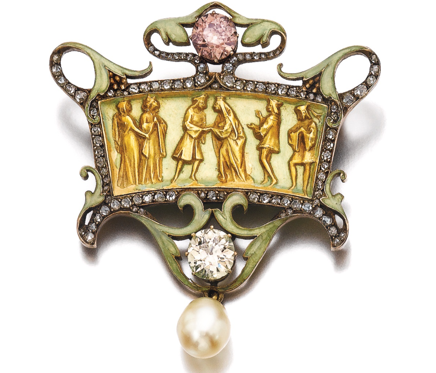 Art Nouveau Brooch from Lalique with pink rose-cut diamond. Langerman by Ydcdl Image credit: Sotheby's
