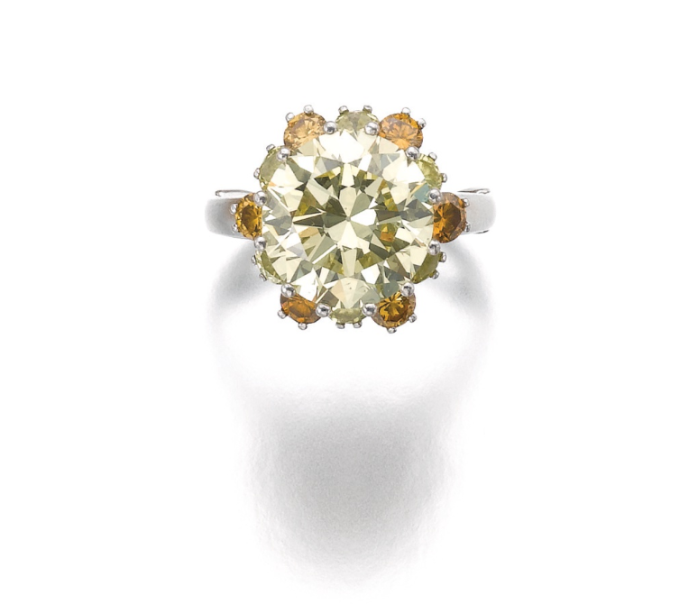 A 7.44 carats brilliant-cut fancy yellow diamond. ydcdl Image Credit Sotheby's.
