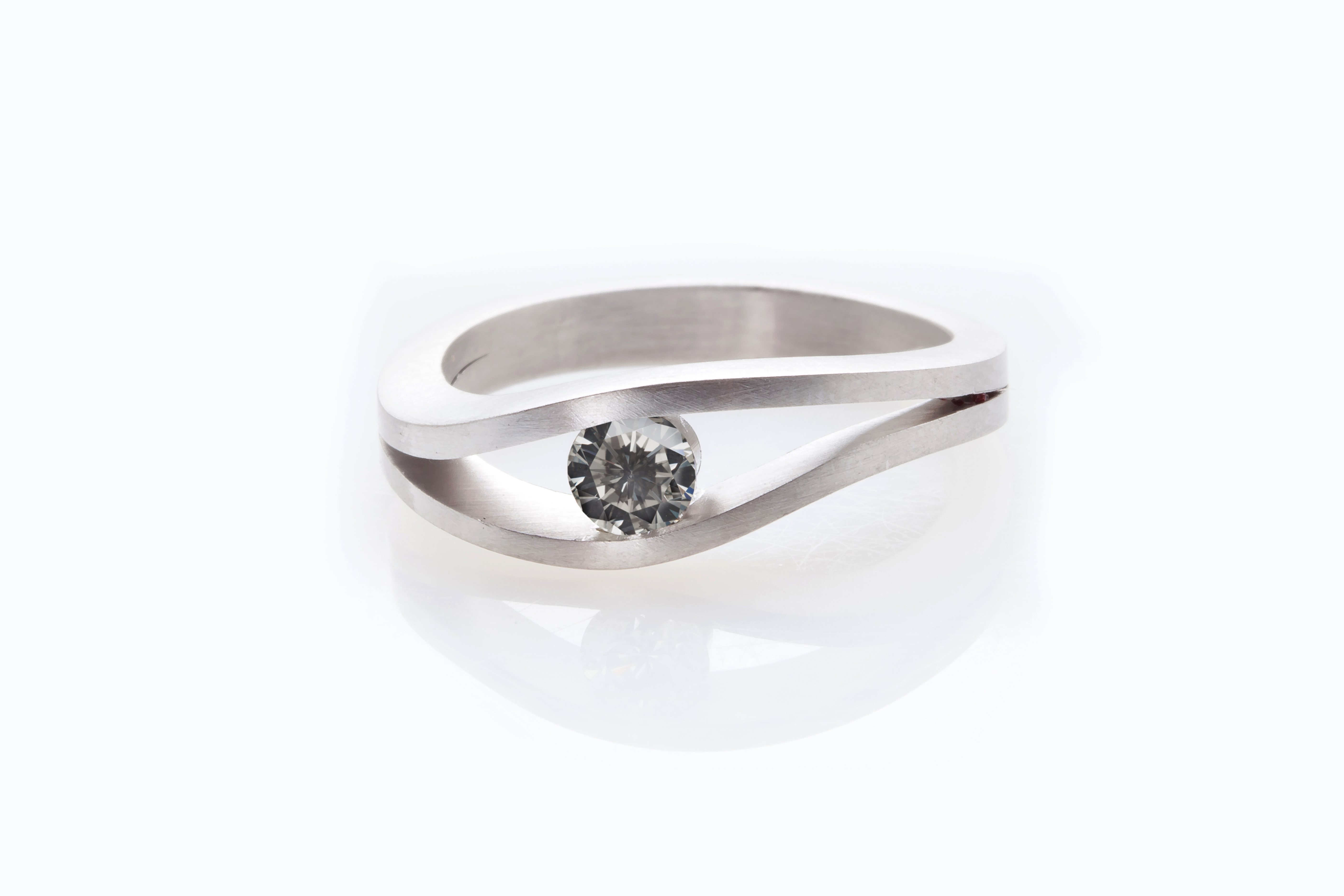 Natural Grey Diamond set in a Tension Ring