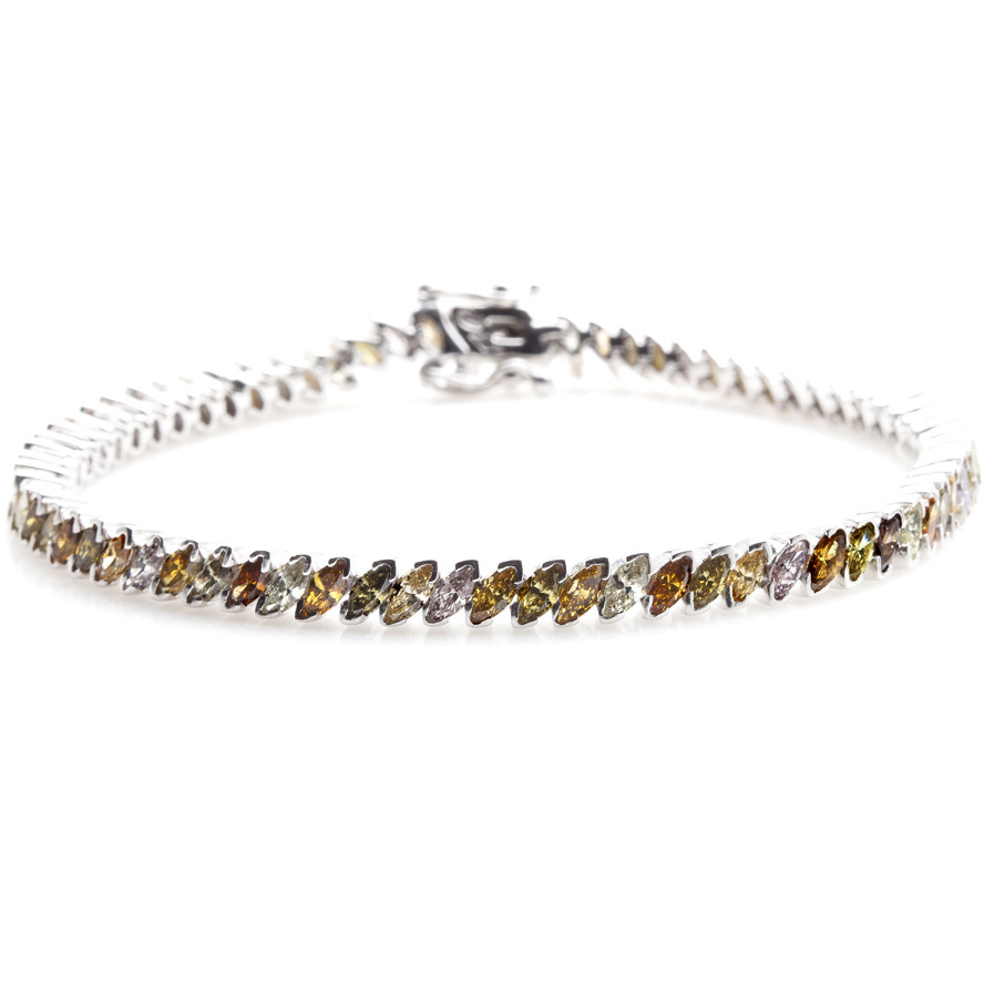 Rainbow natural color diamonds bracelet-  marquises