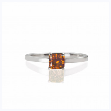 Timeless Collection  - Cognac Natural Color Diamond Ring-  0.49 carat natural fancy deep orange diamond 