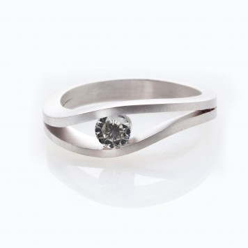 Sleek Engagement ring with a gray diamond. Langerman Diamonds